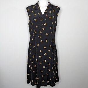 Of Mercer Allen black yellow orange abstract floral dress 14